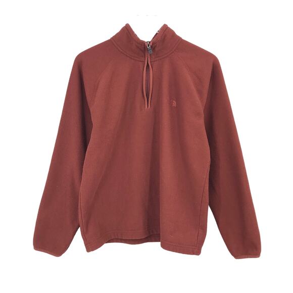 The North Face Mens Waffle Fleece 1/4 Zip Pullover Sweater S Orange Sweatshirt - Picture 1 of 8
